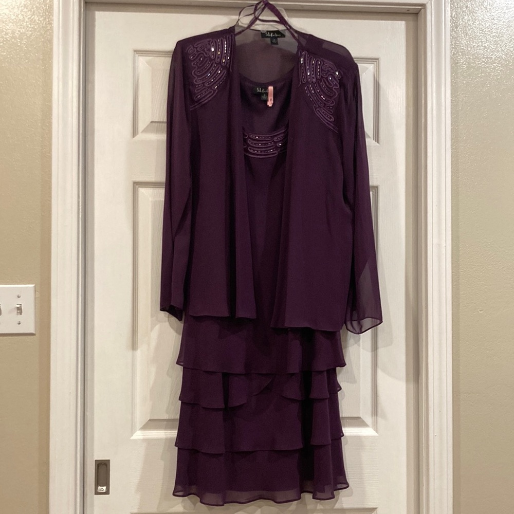Dark Purple Plus Size Dress with Jacket Wedding